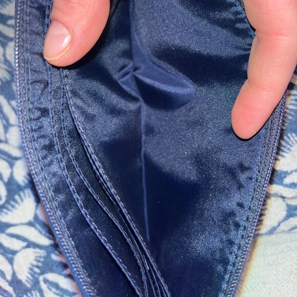 Coach Colorblock Leather Daisy Spectator Zip Wallet Wristlet Blue & White - Picture 5 of 5